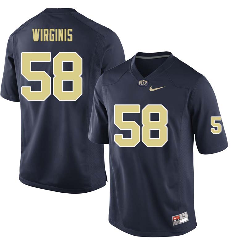 Men #58 Quintin Wirginis Pittsburgh Panthers College Football Jerseys Sale-Navy